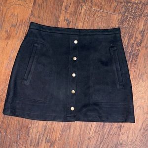 HYFVE Black “Suede” Faux Buttoned Mini Skirt
